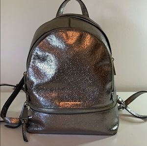 Michael Kors silver metallic Rhea backpack